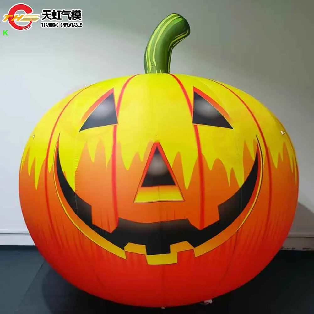 Livraison rapide 4m modèle de citrouille gonflable éclairage LED ballon au sol gonflable pour la décoration d'halloween