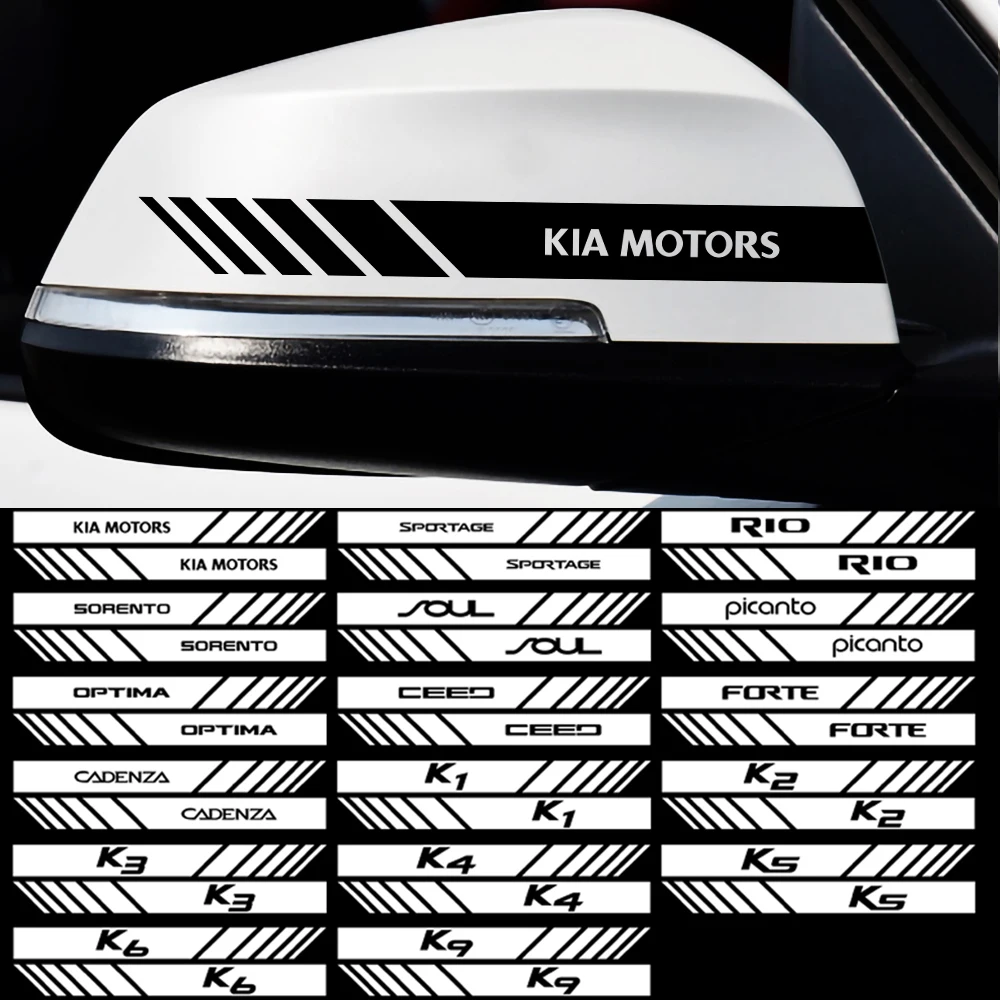 2PCS Car Styling Rearview Mirror Sticker Decoration Badge Auto Accessories For Kia Sportage Rio Sorento Soul Picanto Optima Ceed