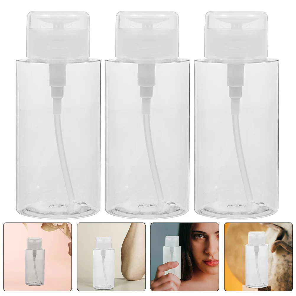 

3pcs Clear Pump Dispenser Bottles For Toner Refillable Travel Mini Liquid Container Skincare Makeup Remover Nail Polish Holder
