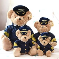 Cute Pilot Bear Plush Toy High-quality Captain Bear Flight Attendant Kawaii Baby Soft Stuffed Dolls Ornament Decor Kid Toy Gifts