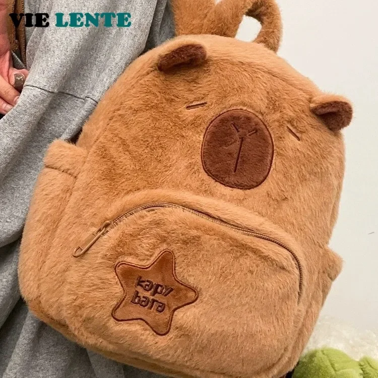 Student School Bag Capibala Plush Capybara Bag Casual All-match Fur Bag Large Capacity Backpack School Bag Mochila