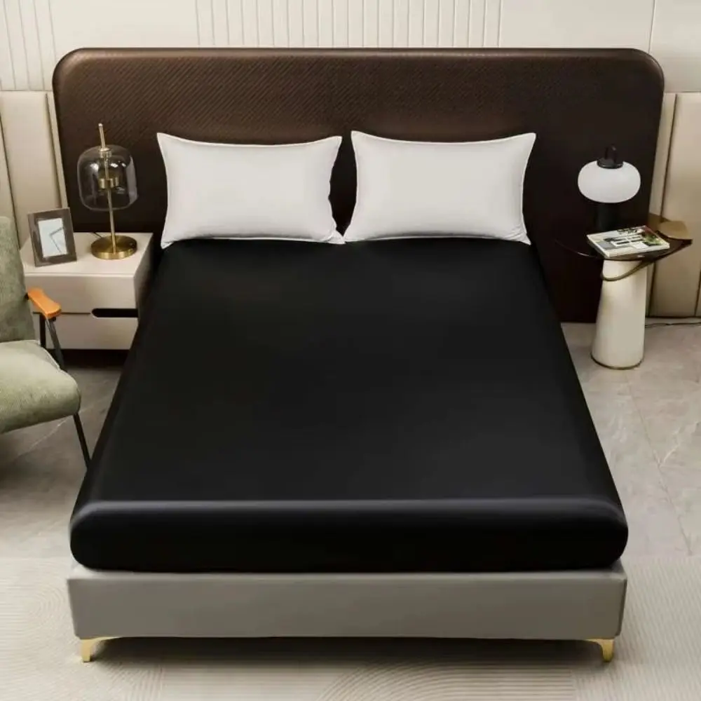 

Durable Waterproof Mattress Cover Satin Silk Dust Proof Matress Protector Breathable Solid Color Mattress Pad Hotel