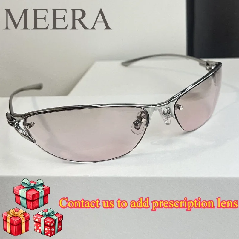 

Y2K Aesthetic Titanium Rimless GM Sunglasses Women Men Retro Oval Half Frame Custom Lens UV400 Fashion Shades for Streetwear