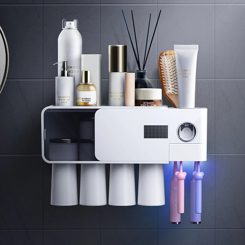 

Smart Toothbrush Holder Disinfection UV Sterilization Punch-Free Bathroom Wall Hanging