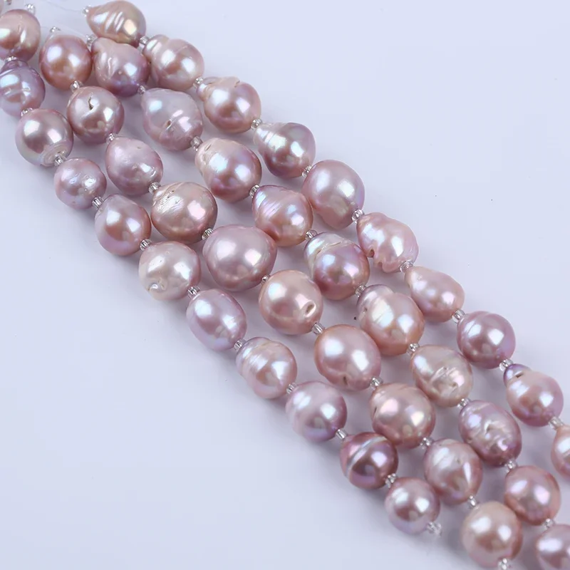 14-16mm Purple Big Size Fireball Shape Baroque Cultured Freshwater Pearl 18cm short strands For Jewelry Making