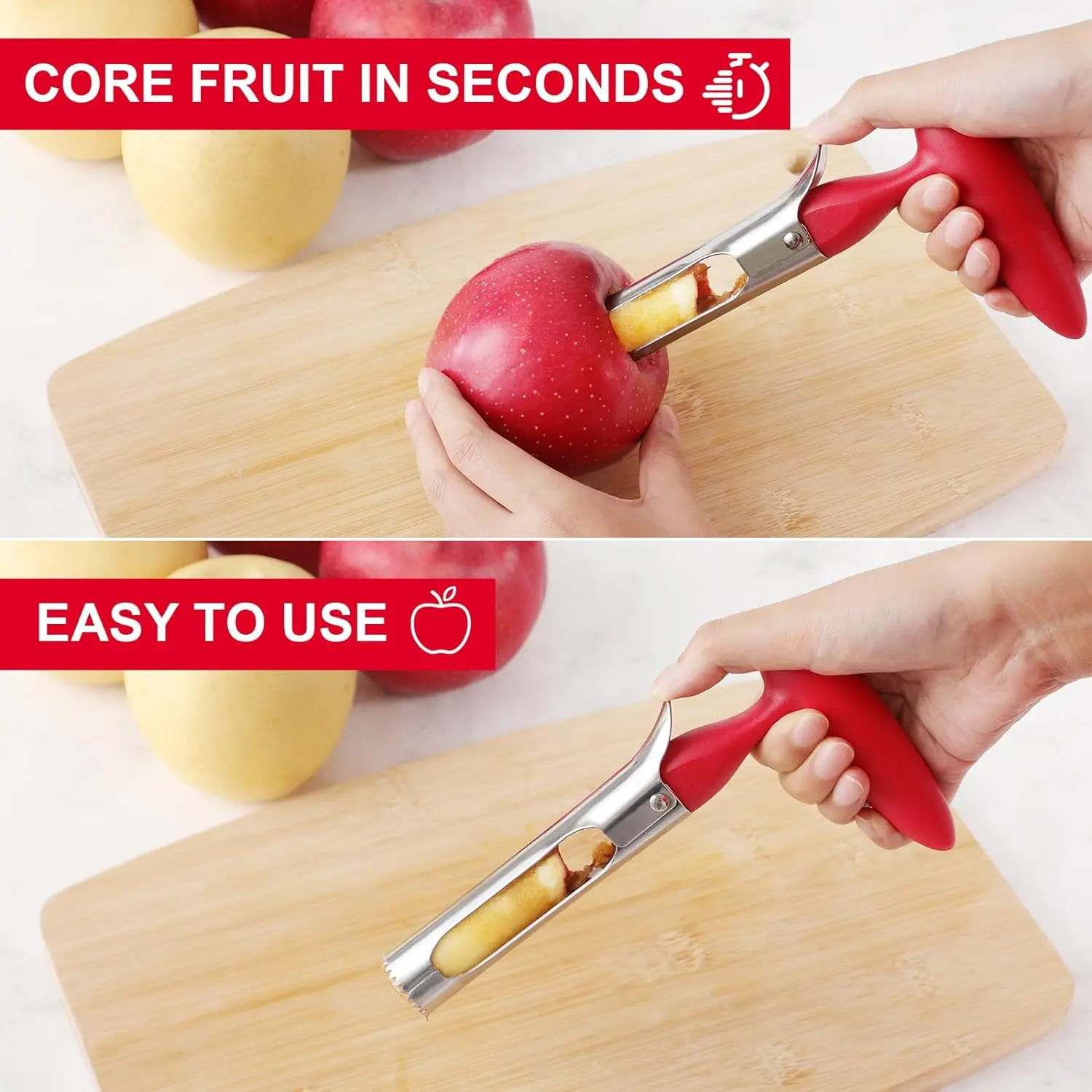 1pc Premium Edelstahl Küche Apple Corer Tool ultra scharf einfach zu bedienen und zu reinigen haltbare Obst Corer Entferner – Detail 4