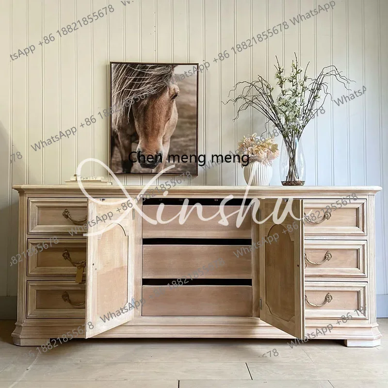 

New arrive French retro solid wood TV cabinet villa living room storage storage integrated cabinet American household dining sid