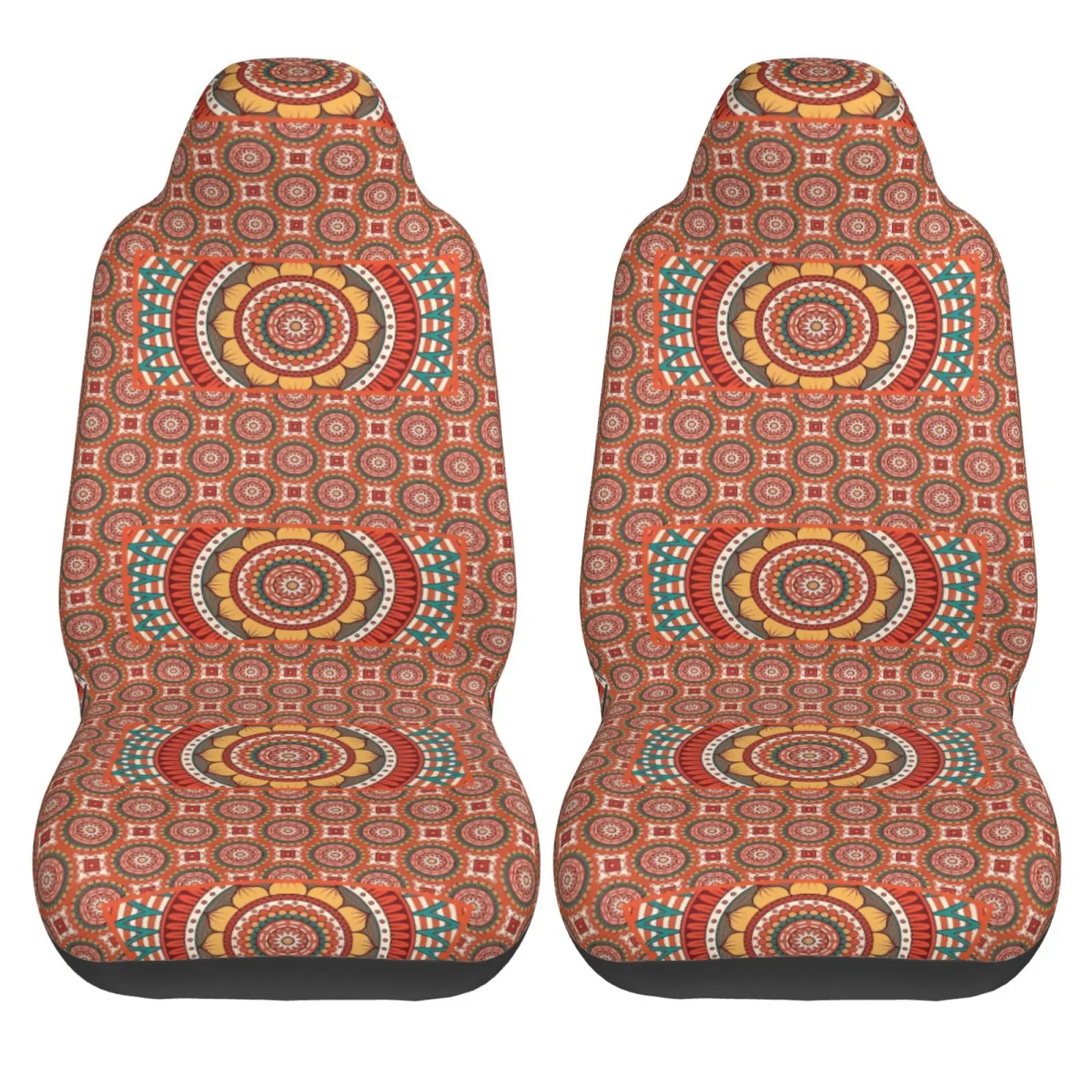 Tribal Vintage Colorful Ethnic Pattern Universal Car Seat Covers Fit Any Car Truck Van SUV Auto Seat Cover Protector 2 Pieces