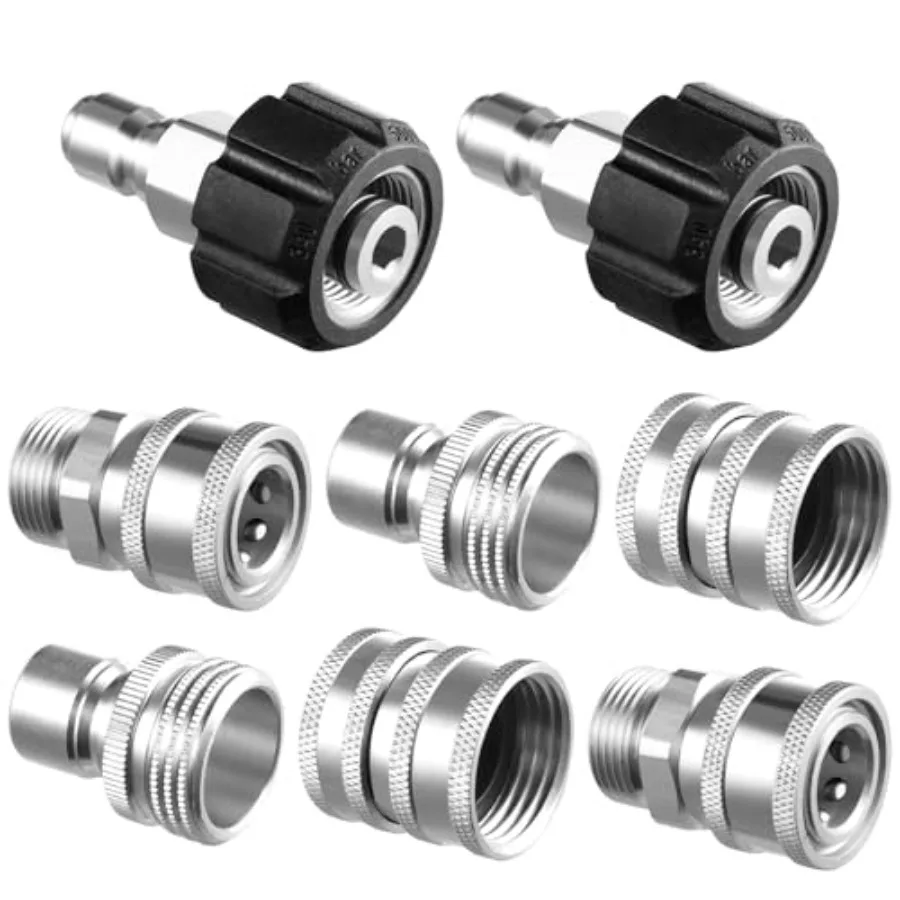 

Twinkle Star Pressure Washer Adapter Set Quick Disconnect Kit M22 14 mm Quick Connect Swivel to 3/8'' Quick Connect Fittings 3/