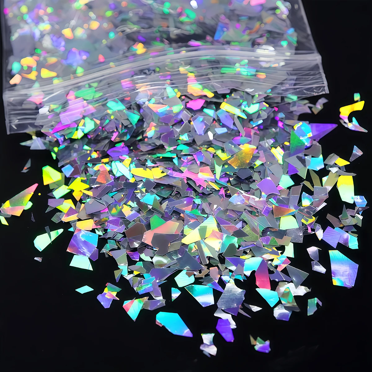 Paillettes Holographiques pour Nail Art, Accessoire de Manucure Irrégulier, Remplissage de Moule en Résine de Silicone, 10g
