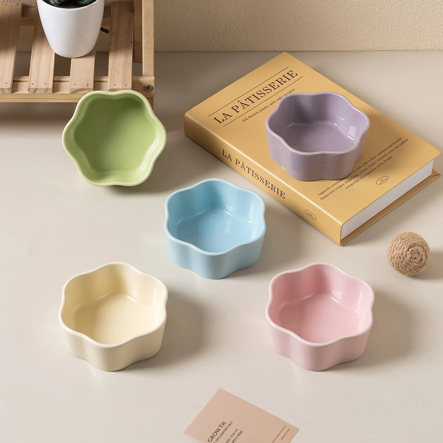 Tazón de cerámica para gatos con diseño floral en colores Morandi, plato para comida y agua para mascotas que evita que se manche la barbilla, fácil de limpiar, con esmalte liso, ideal para perros y otras mascotas pequeñas.