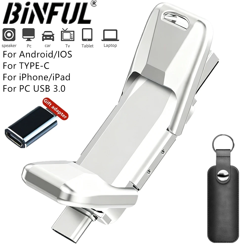 

Metal OTG 3-in-1 Type-C USB-A USB-C pen drive 512GB 256G USB-stick For iPhone IOS Android USB-flashdrive USB-geheugen high-speed