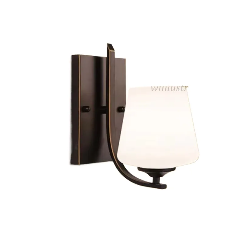 

American Style Glass Wall Lamp Retro Metal Sconce Hotel Restaurant Bakery Aisle Porch Cafe Living Dining Room Bedside Lighting