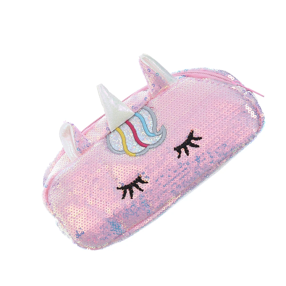 

Pink Unicorn Pencil Bag Sequin Stationery Storage Bag Funny Sequin Woman Pouch Coin Purse School Office Supplies