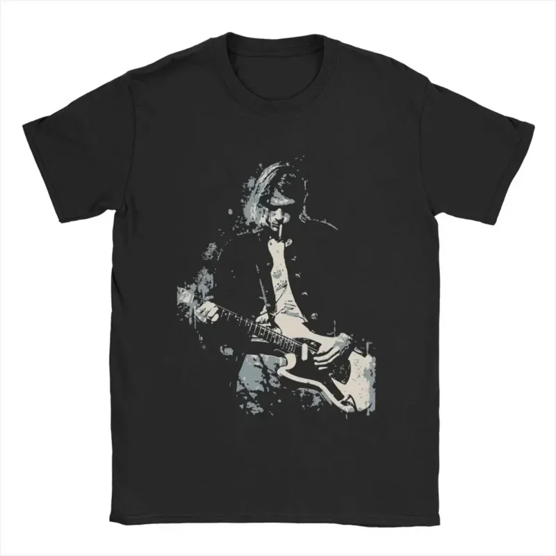 

Men's Kurt Cobain guitar T shirts cotton clothes amazing short sleeve round collar tees original T-shirt