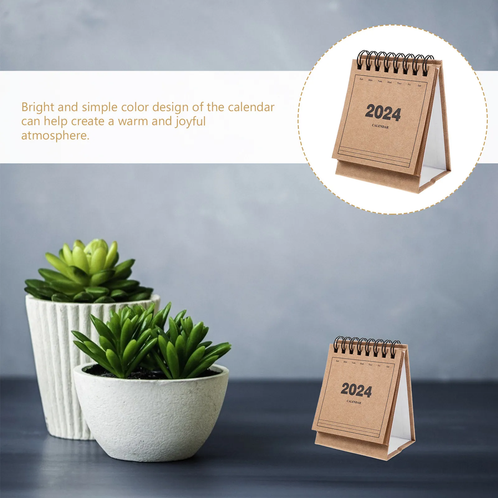 

Mini Desk Calendar 2024 Thick Stable Material Decorative Small Standing Flip Table Calendar Desktop Office Use