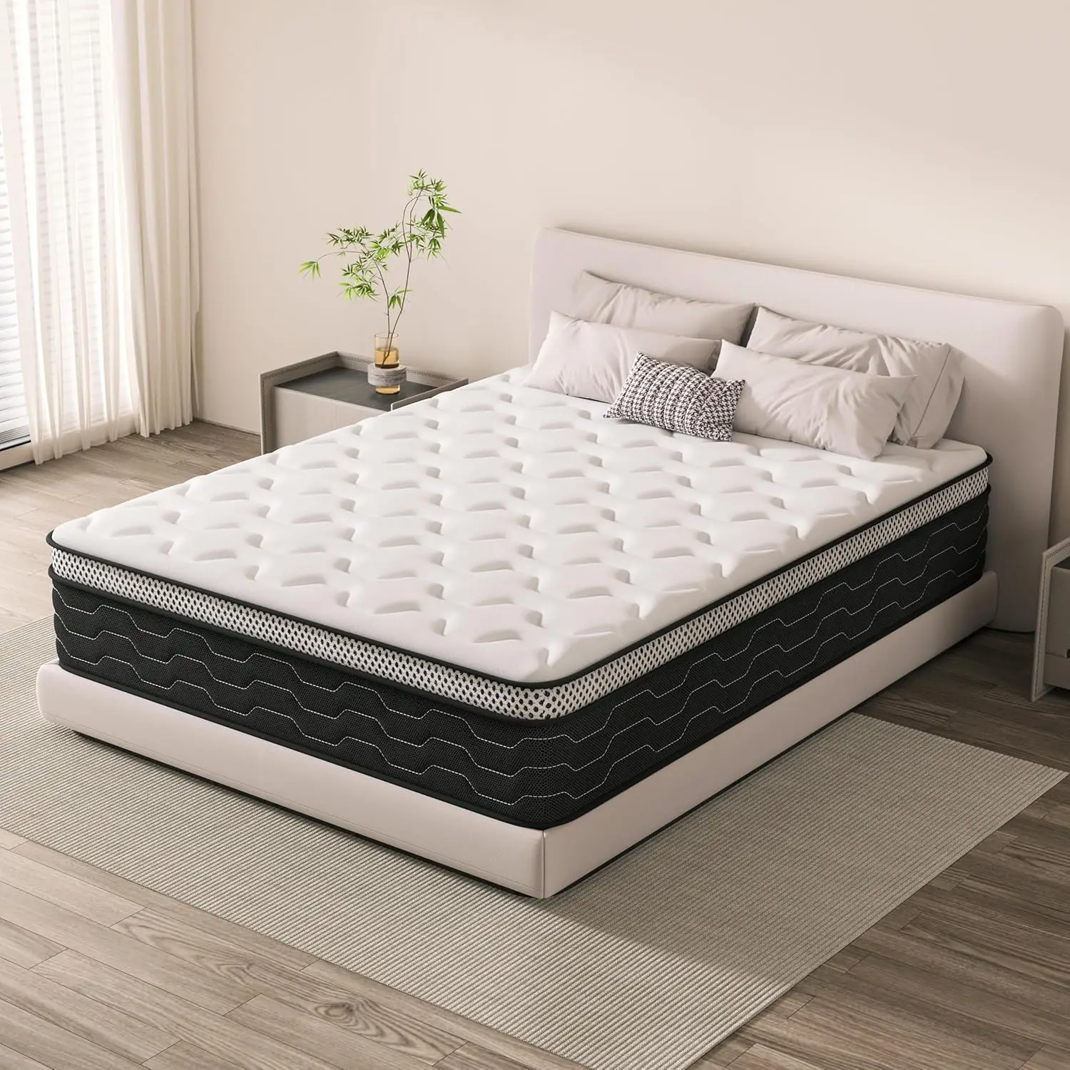 DEWINNER Taschenfederkernmatratze H3 160x200 cm – 27 cm hoch, 7-Zonen orthopädische Unterstützung, mit Memory-Schaum, atmungsaktiv gegen Schweiß, Öko-TEX Standard 100, vakuumverpackt