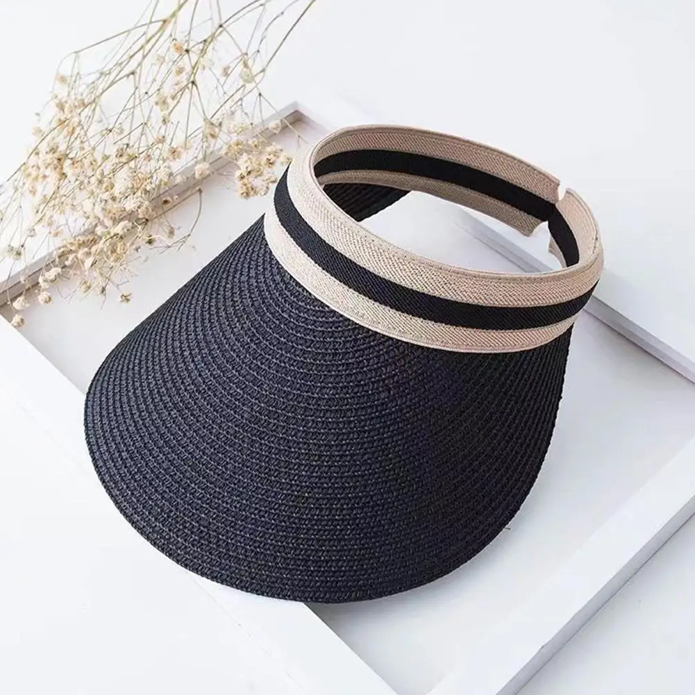 Summer Empty Straw Hat Beach Sunscreen Visor Cap UV Protection Big Brim Sun Hats Hand Woven Caps Sun Protection Hat