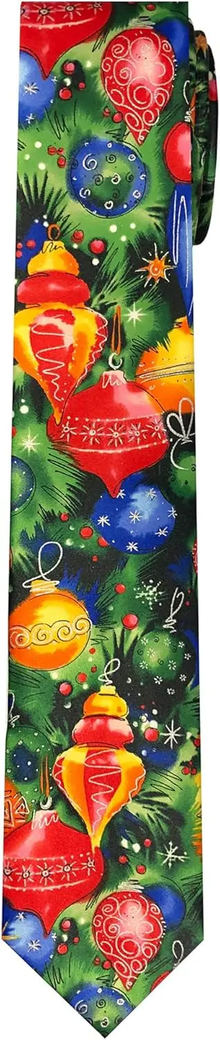 Jerry Garcia Men's Merry Christmas Collection Fancy Colorful Ornaments Tree Still Life Art Regular Length Neck Tie Green