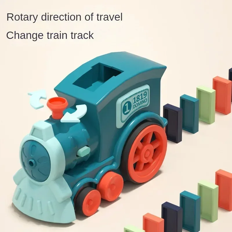 Automatic Laying Domino Train Electric Brick Blocks Kit, Creative DIY Educational Intelligence Toys, Kids Birthday Gift