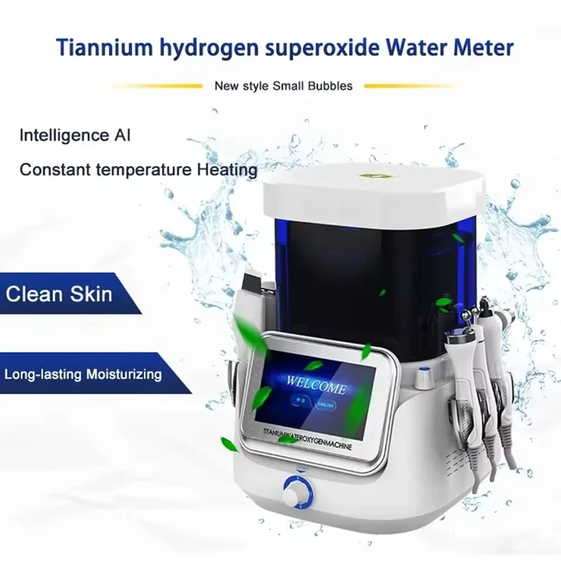 

6-in-1 Water Powered Dermabrasion Spa Lift H2-O2 Water Based Facial Microdermabrasion Device with Firming Microbubbles.