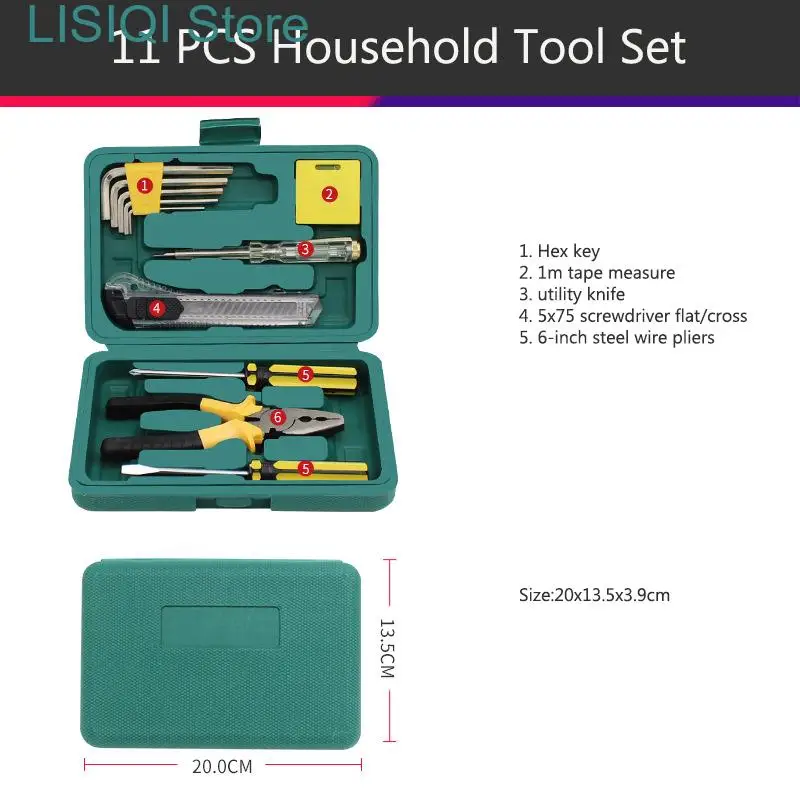 Kit de mantenimiento del hogar, conjunto de herramientas de combinación Manual, grupo de mantenimiento de Hardware para el hogar, 11 piezas, nuevo