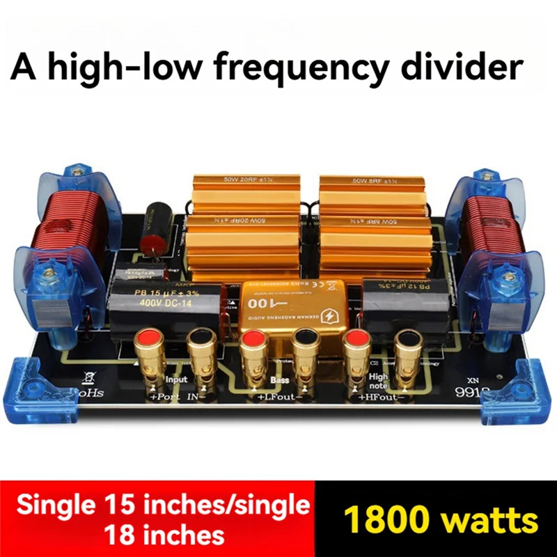 【HOT ITEMS】2 Way Speaker Crossover 1800W High Power Two Frequency Divider One High One Low For Single 15 Inch/18 Inch Speaker