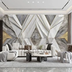 European Luxury Wallpaper 3D Stereo Marble Texture Geometric Wall Murals Paper Modern Home Decoration TV Sofa Backdrop Canvas