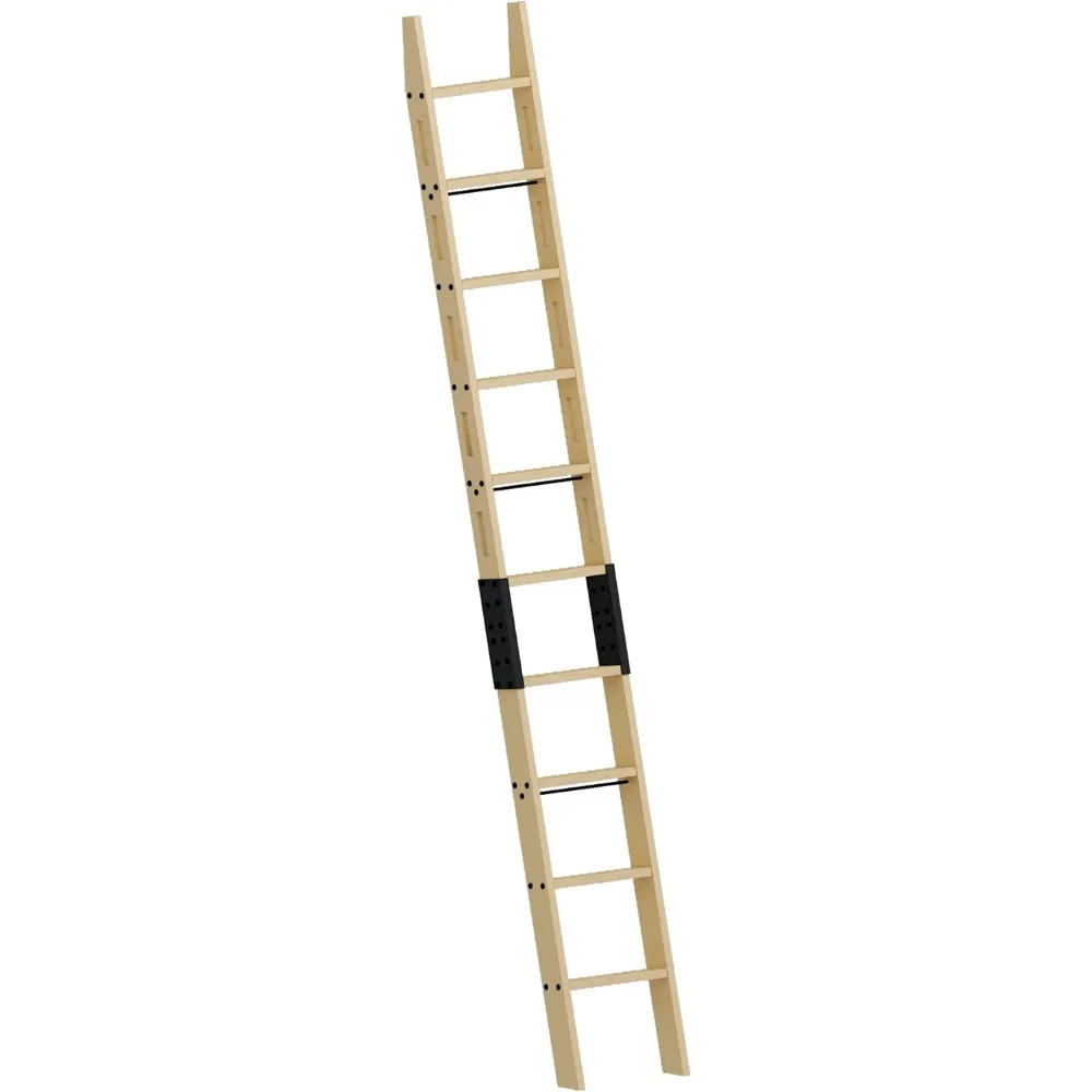 108" Knotty Pine Wood Sliding Library Ladder Rolling Ladder