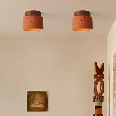 빈티지 레드 스톤 개인화 된 홈 장식 조명 룸 호텔 복도 발코니 Led 조명 작은 원형 침실 천장 조명