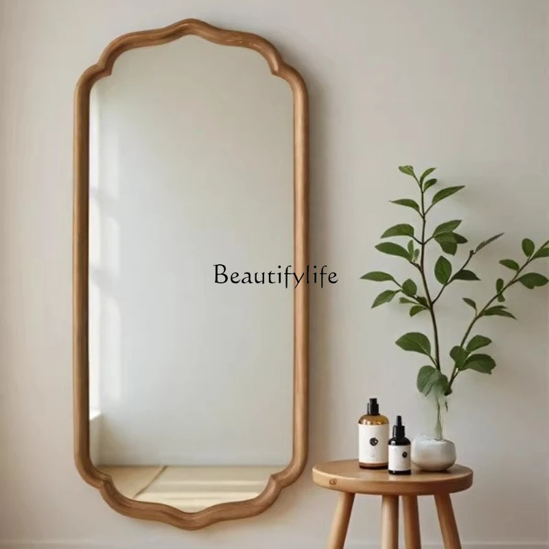 

New Chinese full-body mirror on the wall French medieval style living room entrance dressing wall hanging special-shaped home