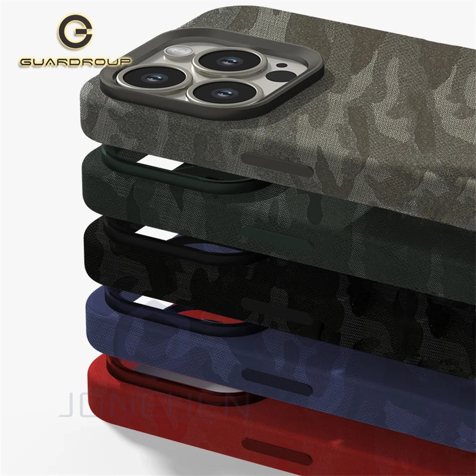 

Luxury Camouflage Leather Shockproof Magnetic Case For iPhone 16 Pro 15 14 13 12 Pro Max Cloth Cover For Magsafe Wireless Charge