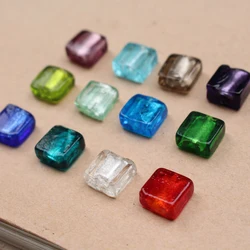 12mm Glass Square Beads Lampwork Bead Silver Foil Multi-Color for Jewelry Bracelet Making DIY Materials Supplies Red Black Mix