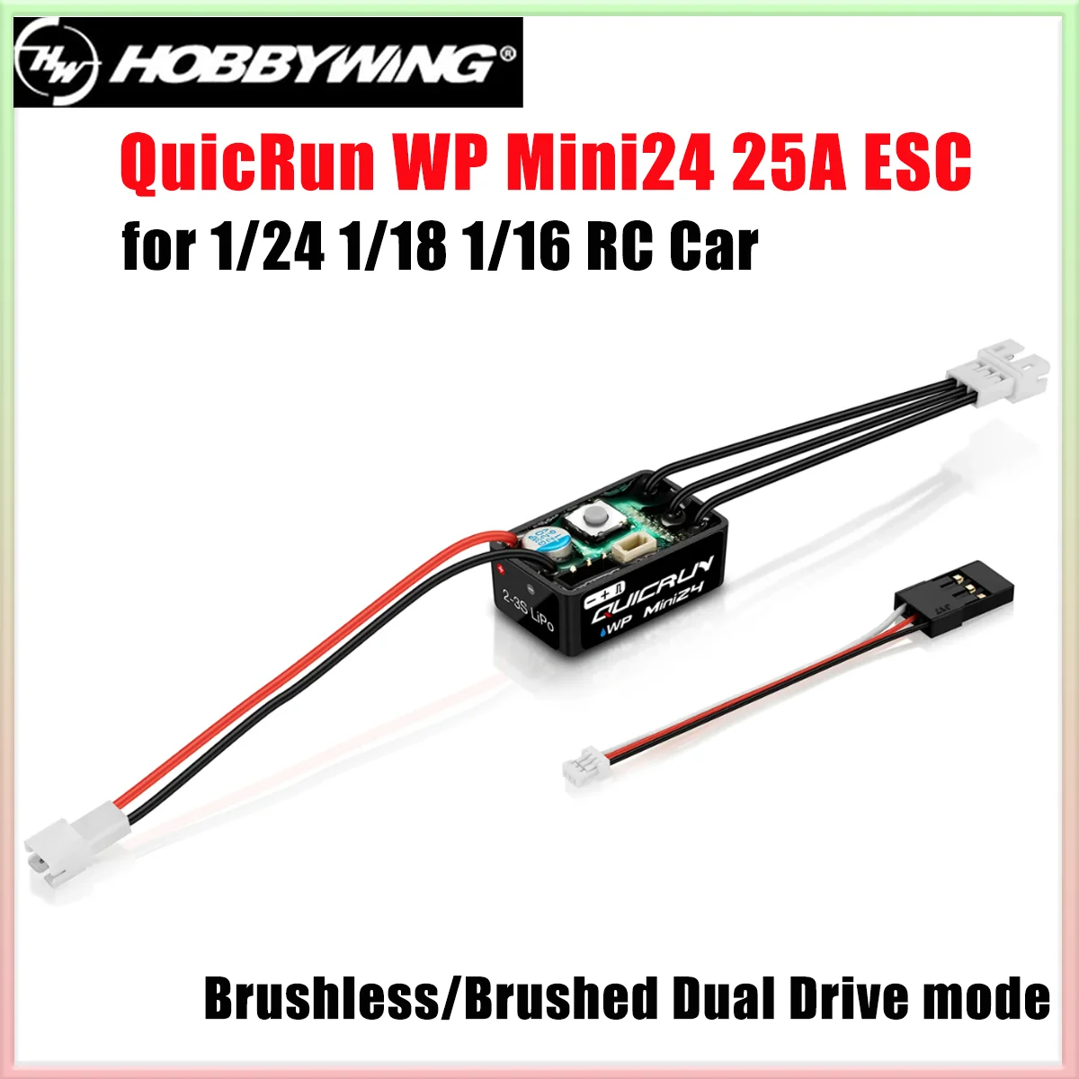 

HOBBYWING QuicRun WP Mini24 25A 2-3S водонепроницаемый матовый/бесщеточный ESC для 1/24 1/18 1/16 RC мини-автомобиля гусеничного двигателя Monster 1621