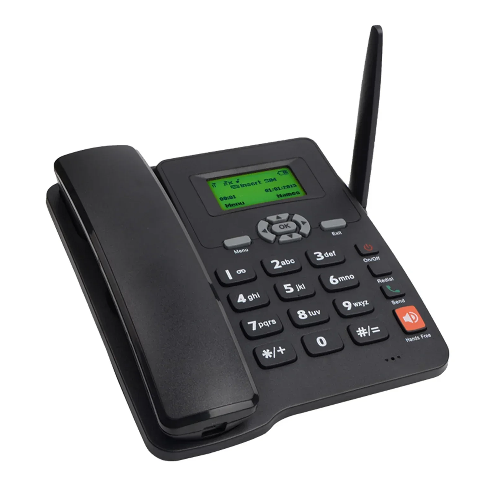 Cordless Phone Desktop Telephone SIM Card 2G Fixed Wireless Phone with Radio Antenna Alarm Clock Funtion for House Home Call