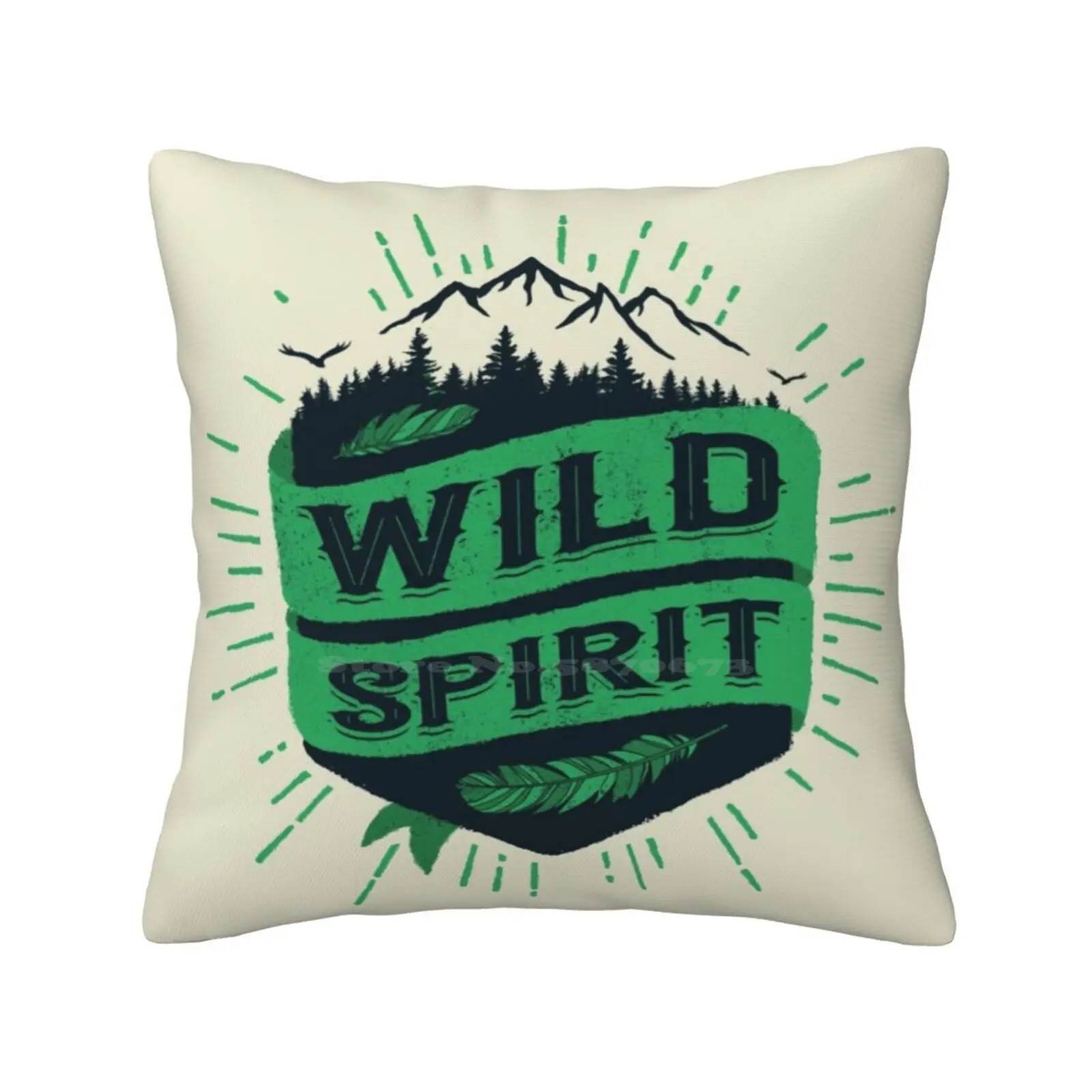 Wild Spirit Green Version Bedroom Office Hug Pillowcase Wild Spirit Quote Nature Free Typography