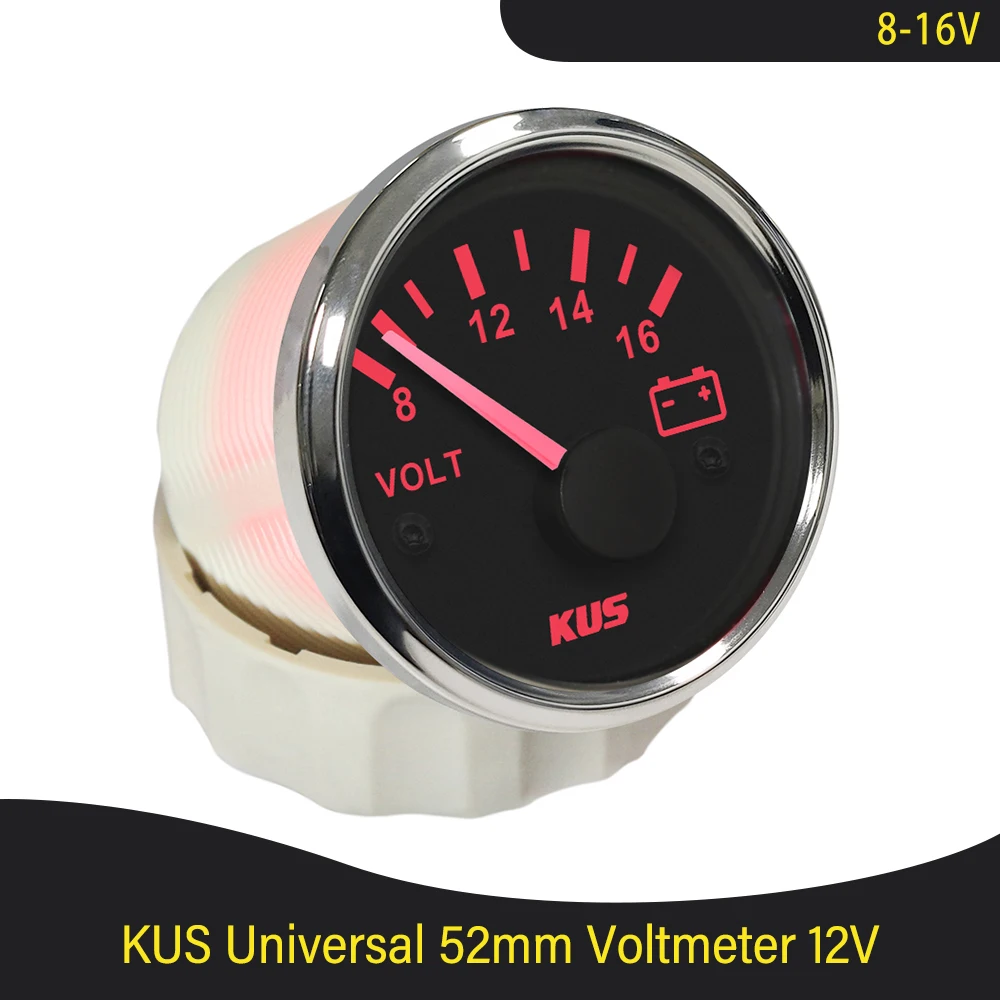 

KUS 2" Marine Auto Digital Voltage Gauge 12V/24V Boat Car Truck RV Voltmeter Volt Gauge Red and Yellow available Backlight