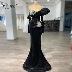 Luxury Dubai Beaded Pearl Evening Dresses Long Cape Sleeves Customized Crystals Mermaid Wedding Dress vestidos de novia Bride