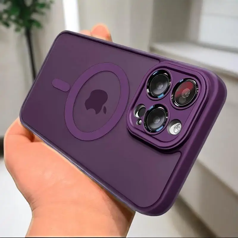 

Luxury Matte Translucent Case For iPhone 15 16 Magnetic 11 12 13 14Pro Max Plus For Magsafe Wireless Charge Shockproof Cover