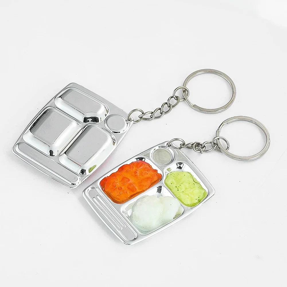 Miniature Food Play Fast Food Plate Props Creative Mini Hanging Pendant PVC Simulation Tomato Scrambled Egg Key Chain Crafts