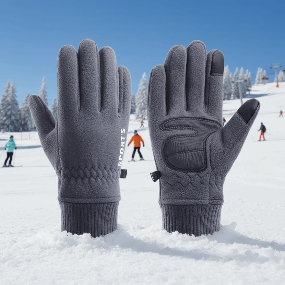 Polar Fleece Winter Touch Screen Gloves, Wear‑Resistant Cold‑Proof Windproof Full‑Finger Mittens for Men Women Driving