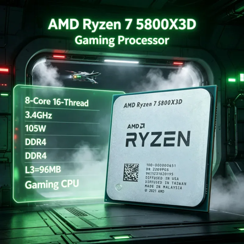 AMD R7 5800X3D 96 MB 7nm 105W 8-Core 16-Thread Gaming Processor CPU Processor DDR4 3.4 GHz Ryzen 7 for Office