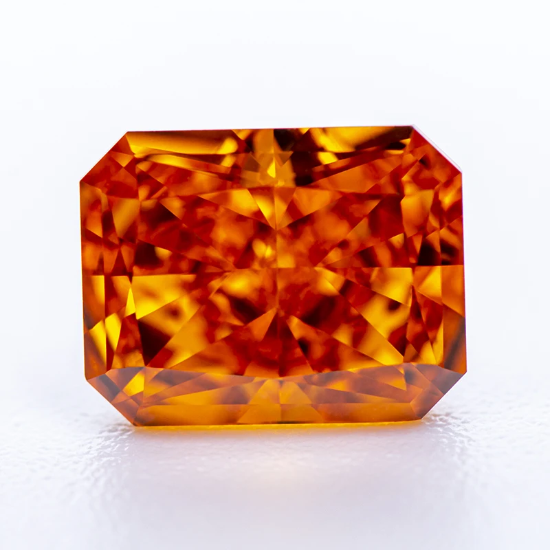 Cubic Zirconia Crushed Ice Cut Rectangle Shape Orange Red Color Charms Loose Stones Used for Jewelry Making Inlay Main Materials
