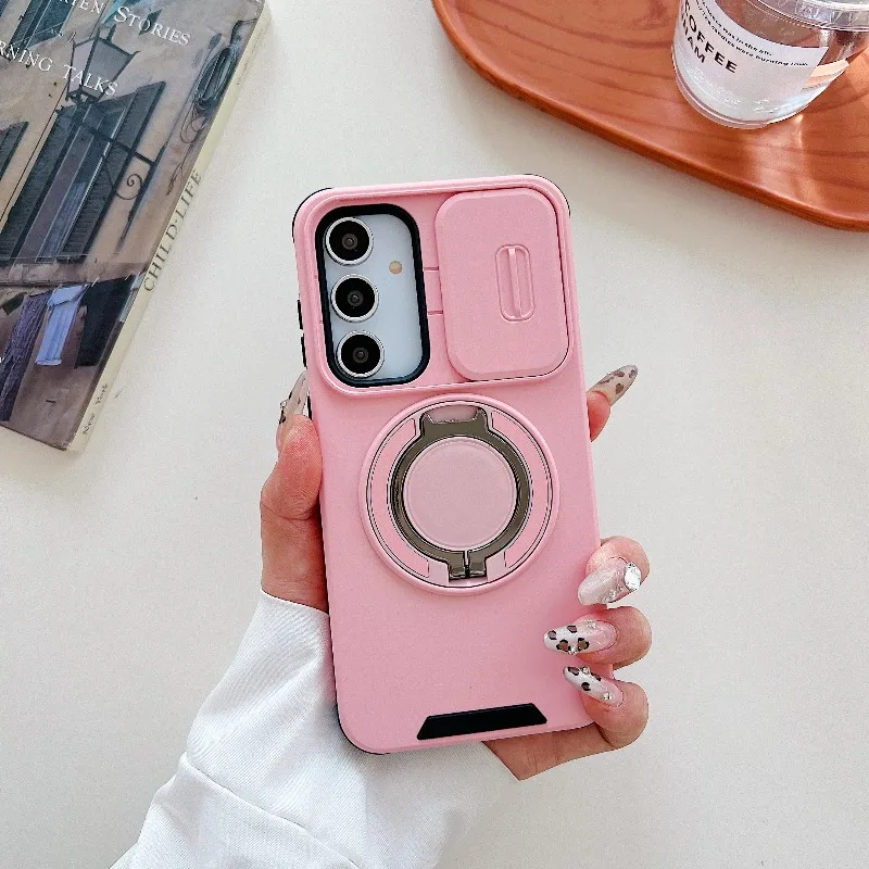 Case For Samsung Galaxy A54 14 13 03S 15 25 35 16 06 05 05S 26 07 27 Slide Camera Protect Magnetic holder Armor Shockproof Cover