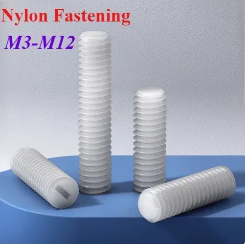 White plastic insulated screws headless nylon one-piece set screws top wire machine meter M3M4M5M6M10M12