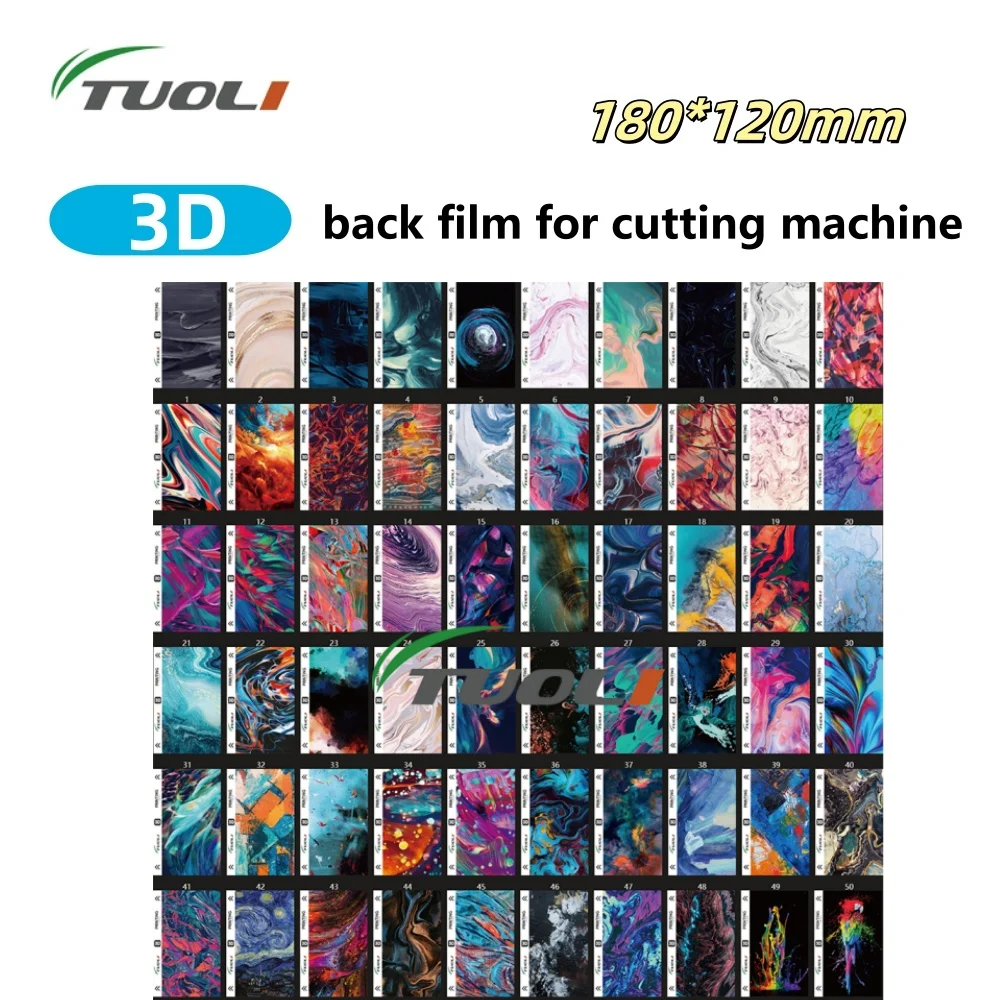 TUOLI 50 sztuk mieszane 3D ulga tylna pokrywa folia ochronna skórka naklejka hydrożelowa tylna do maszyny do cięcia tłoczony kolor tylny arkusz