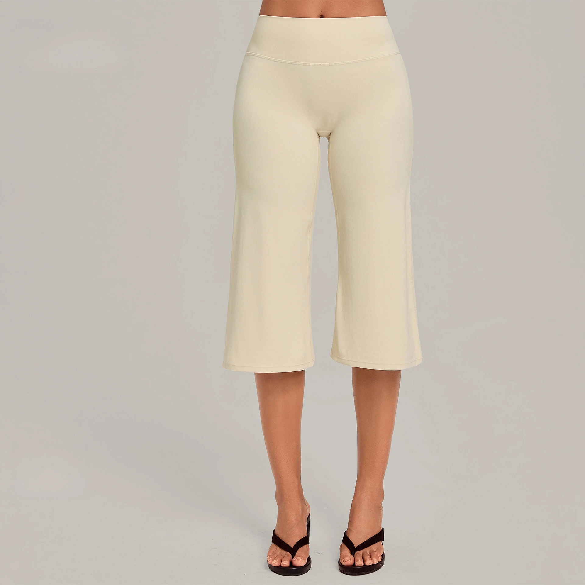 Straight-leg Yoga Calf-length Pants Loose Tummy Control High Waist Hip Lift Quick-drying Running Fitness Women Mid-length Pants