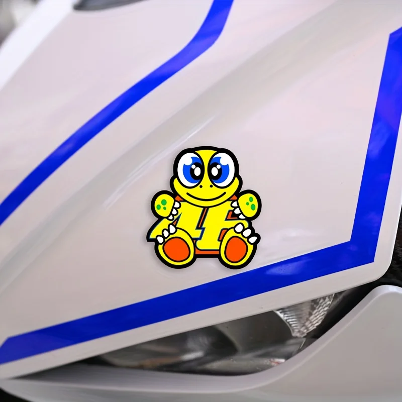 1PC "Cartoon Turtle 46 Car Sticker, Moto Racing Design Decal, Distinctive Car Accessory for Enthusiasts, Sweet Car Decor"