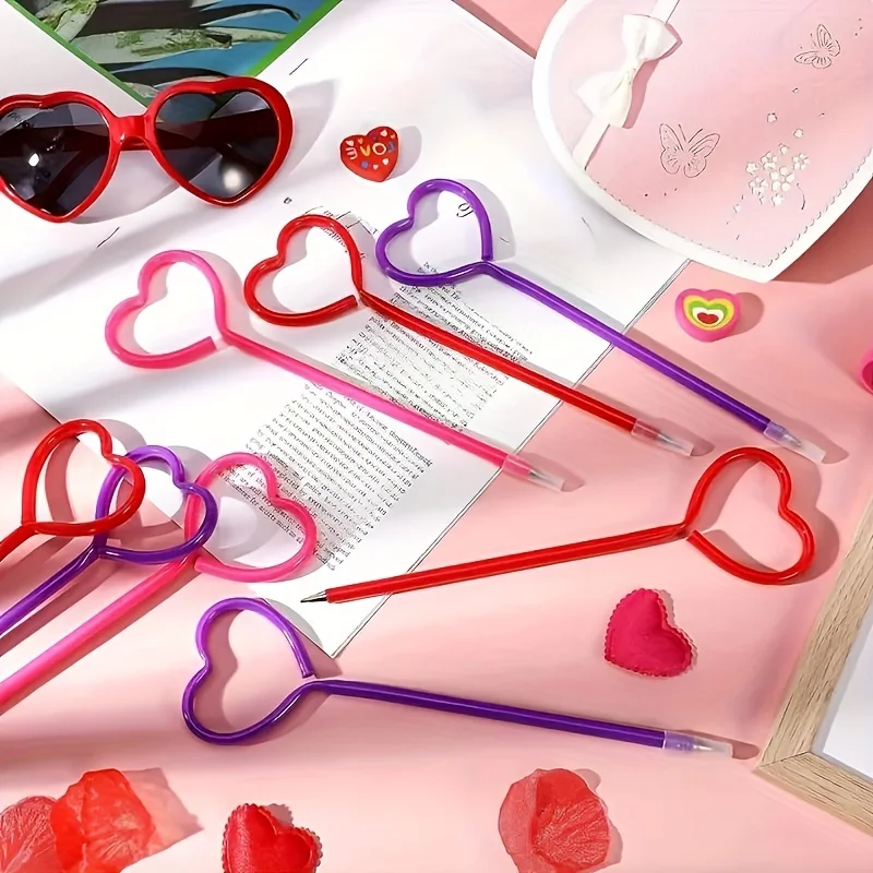 

Набор шариковых ручек в форме сердца, 10 шт., инструменты для тонкого письма ко Дню святого Валентина, шариковые ручки смешанного цвета для школы, офиса