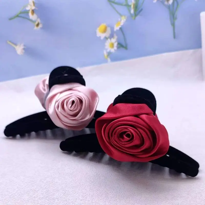 Pink Flower Bow Hair Clips for Women